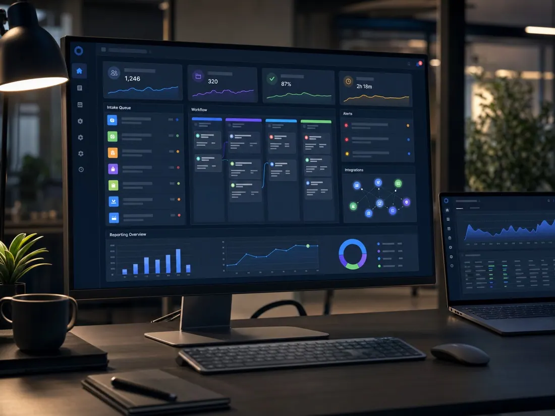 FlowDesk automation command center dashboard mockup